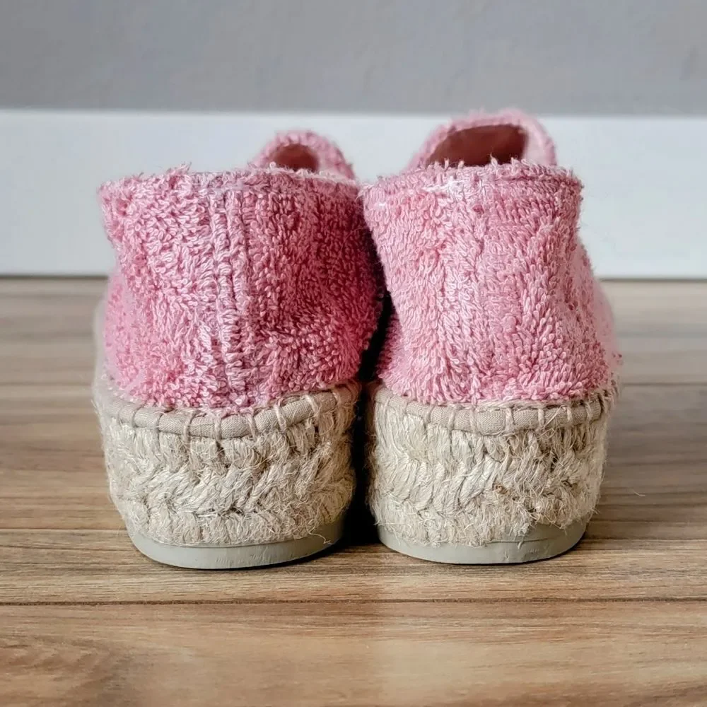 Manebi Italy Sydney Terry Double Sole Platform Espadrilles Pastel Rose 40